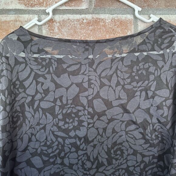 Marc Bouwer Dolman Sleeve Patterned Sheer Top Black Gray Medium - Picture 8 of 9
